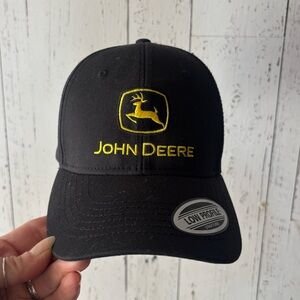 John Deere Black Hat with embroidered Yellow Logo